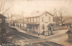 RPPC RAILROAD STATION TRAIN DEPOT RISING SUN MARYLAND REAL PHOTO POSTCARD 1917