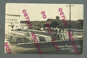 Estherville IOWA RPPC c1910 ADVERTISING Cement Products TILE PIPE nr Spirit Lake