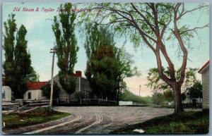 GRAND PRE NS CANADA OLD HOUSE & POPLAR TREES ANTIQUE PRIVATE POSTCARD CORK STAMP