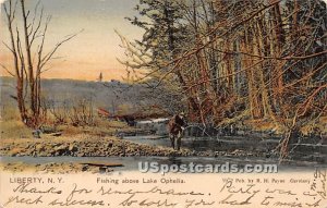 Fishing above Lake Ophelia - Liberty, New York NY Postcard