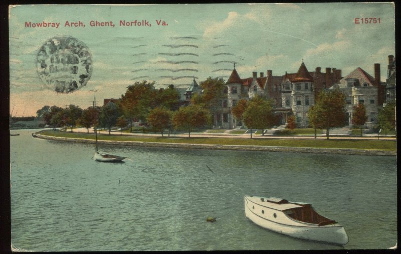 Mowbray Arch, Ghent, Norfolk, Virginia. 1911 Virginia Beach cancel