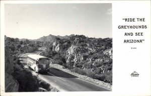 Greyhound Bus Arizona Frasher's Real Photo Postcard