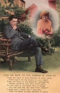 Romance Garden of Love Vintage Bamforth Postcard