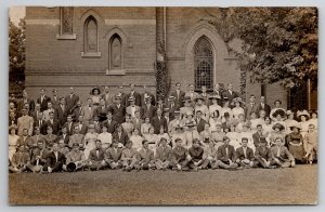 RPPC Large Gathering Lovely Ladies Handsome Men Church or College Postcard E29