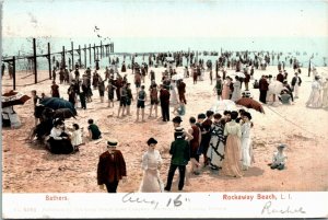 Postcard NY Long Island Bathers at Rockaway Beach - RARE - 1906 K1