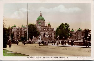 Victoria BC Parliament Buildings c1944 Fred Spalding RPPC Postcard G7