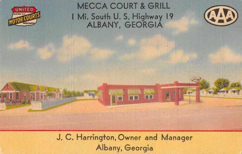 Albany Georgia Mecca Court and Grill Antique Postcard J59463