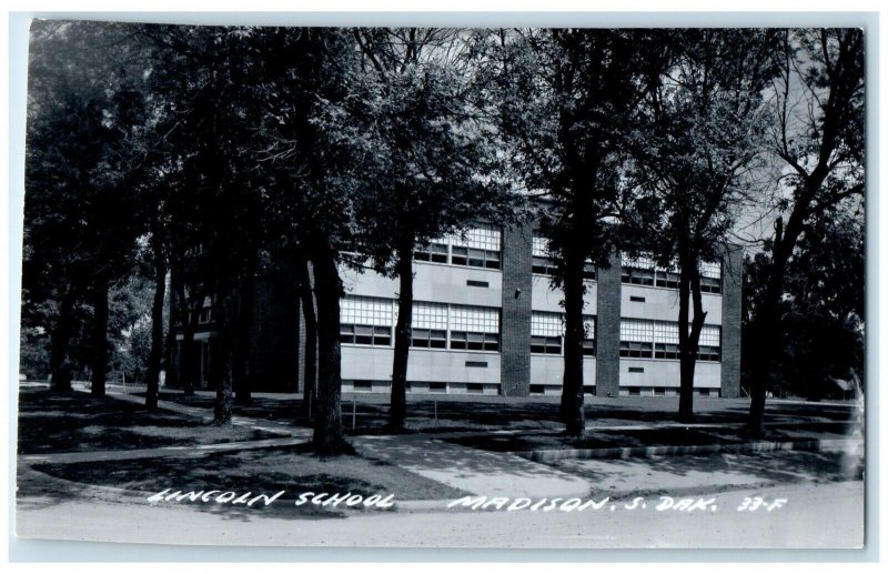 c1940's Lincoln School Building Madison South Dakota SD RPPC Photo Postcard