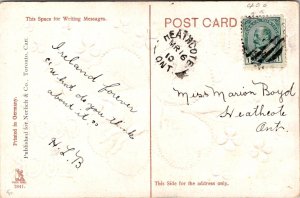 St Patrick's Day Pig Jumps Through Shamrock Embossed c1910 Postcard W70