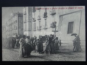 Vesuvius Eruption Vesuvius Church Procession in Ash Regen Naples c1906 Rare PC-