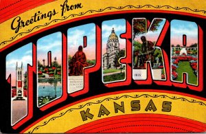 Kansas Greetings From Topeka Large Letter Linen 1944