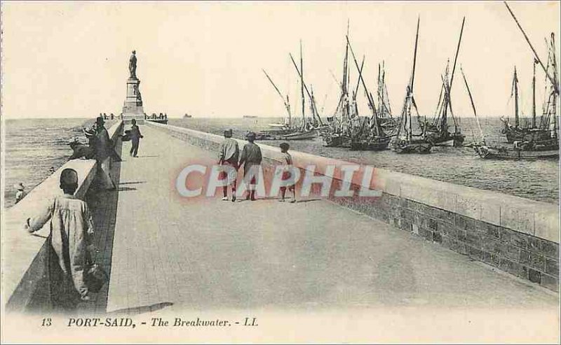 Postcard Old Port Said The Breakwater Yacht