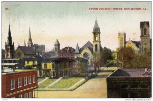 Seven Church Spires and surrounding area, Des Moines, Iowa, PU-1909