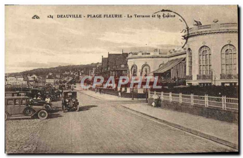 Old Postcard Deauville Beach flowery terrace and casino