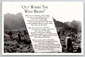 Cactus RPPC Arthur Chapman Poem Out Where The West Begins Postcard R25