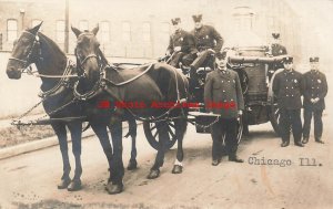 IL, Chicago, Illinois, RPPC, Fire Department, Horsedrawn Pumper