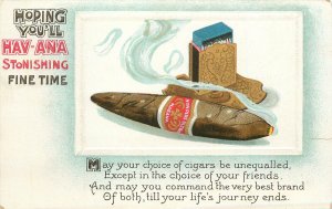 BB London Embossed Postcard E2440 Havana Stonishing Time Cuban Cigar Pun