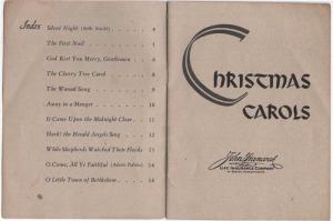 Vintage Advertising Booklet, CHRISTMAS CAROLS, John Hanco...