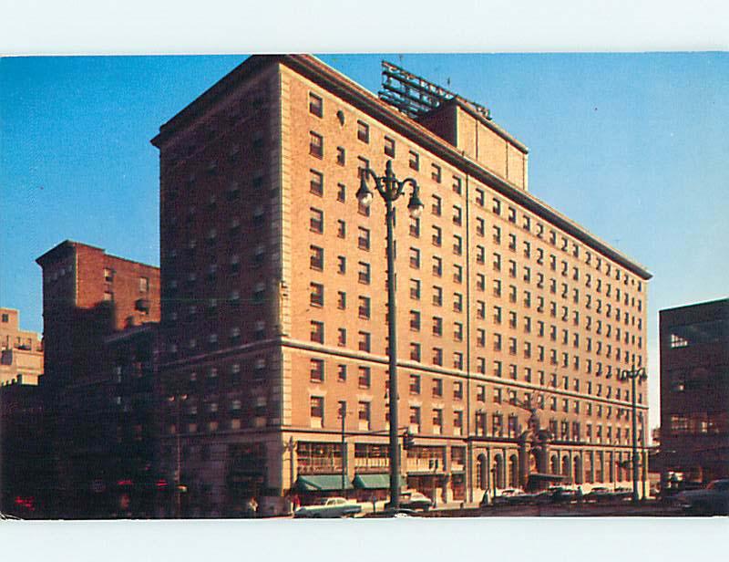 Unused 1950's OLD CARS & DE WITT CLINTON HOTEL Albany New York NY Q4838