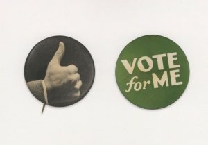 Thumbs Up Vote For Me At US Election Button Badge Postcard