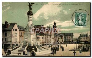 Old Postcard Reims La Fontaine Subevers L St Jacques Church