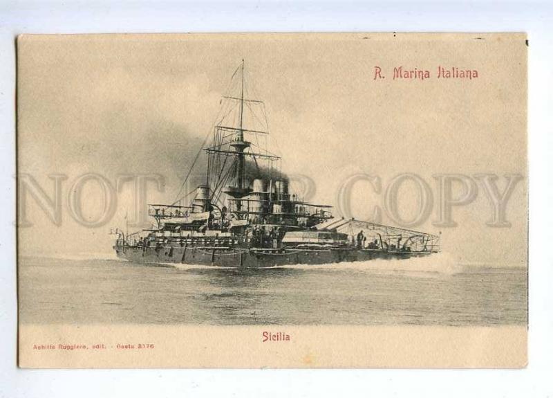 191004 ITALY NAVAL FLEET ship Sieilia Vintage postcard