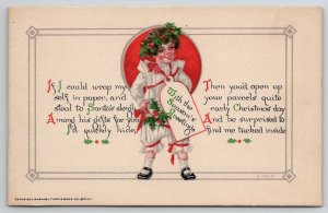 Tuck Christmas Symbols Child Dressed As Present Postcard U27