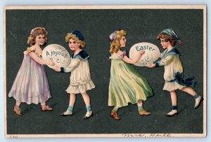 c1910's Easter Children With Eggs Embossed Nash Philadelphia PA Antique Postcard