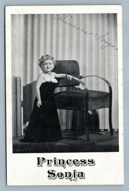 DWARF MIDGET PRINCESS SONJA ANTIQUE POSTCARD SIGNED AUTOGRAPHED