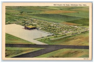 c1940's Will Rogers Air Base Birds Eye View Oklahoma City Oklahoma OK Postcard