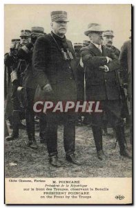 Old Postcard Army M Poincare President of the Republic on the front of the tr...