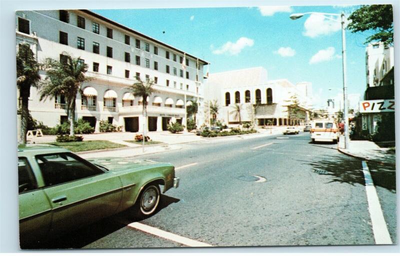 San Juan Puerto Rico Street View Condado Beach Motel Vintage Postcard D80