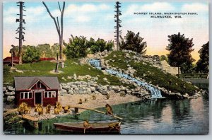 Milwaukee Wisconsin 1940s Postcard Monkey Island Washington Park