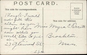 Christmas Nativity Scene Holly Gilt Embossed c1900s-20s Postcard