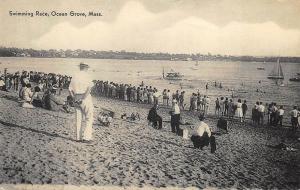 Ocean Grove MA Swimming Race Boats Postcard