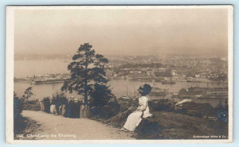 RPPC  OSLO, NORWAY ~ Christiania fra Ekeberg ca 1910s Real Photo Postcard