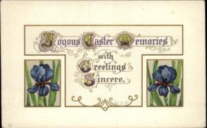 Embossed Easter Blue Flowers Series 15 E c1910 Postcard