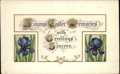 Embossed Easter Blue Flowers Series 15 E c1910 Postcard