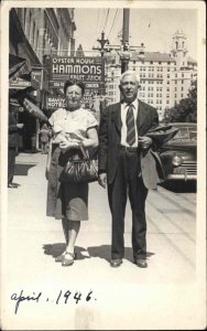 Tourist on The Street Hot Springs Arkansas AR 1946 Real photo Postcard