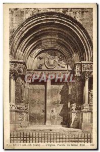 Old Postcard Saint Gilles The Church Porch Lateral