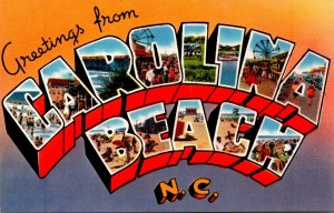 North Carolina Greetings From Carolina Beach Large Letter Chrome