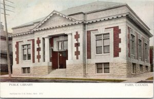 Public Library Paris Ontario ON for JH Fisher Postcard F50
