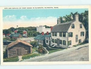 Unused W-Border FIRST HOUSE IN THE TOWN Plymouth Massachusetts MA H5487