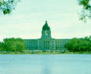 1960s Vintage Postcard Legislative Building Flower Beds Regina Saskatchewan