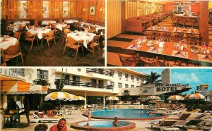 Miami Florida Skyways Motel Swimming Pool Hot Tub Abrams Postcard 22-611