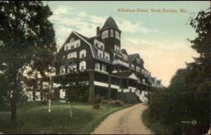 York Harbor ME Albracca Hotel c1910 Postcard