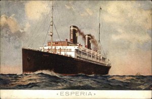 Sitmar Line Steamship Sunk by Sub Pfo ESPERIA Italian c1910 Postcard