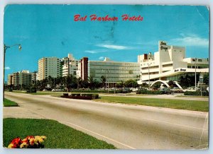 c1972 Miami California CA Postcard Harbour Hotel Bal Moral Ivanhoe Kenilworth