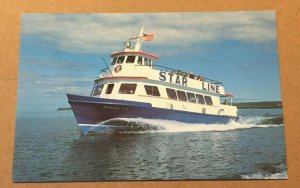 VINTAGE UNUSED POSTCARD STAR LINE BOATS FROM ST. IGNACE TO MACKINAC, MICHIGAN