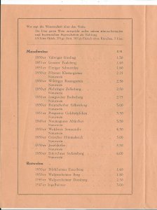 MC-149 - 1953 Peter Kupper, Wine Pricelist Fruhjahr 50th Anniversary 1901-51